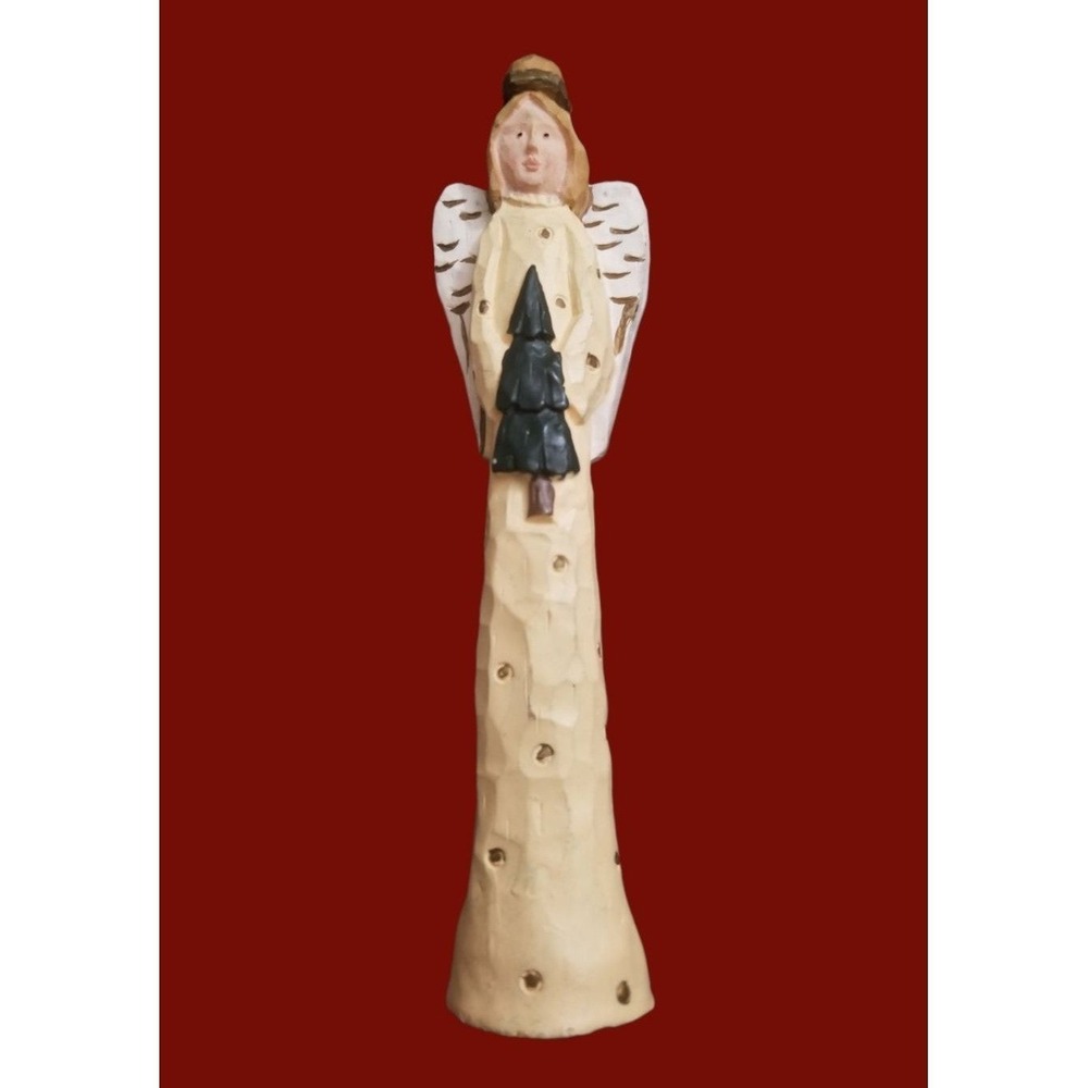 Christmas Angel figurine hand carved hand painted excellent